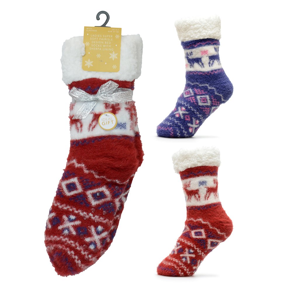 LADIES SUPER SOFT SHERPA BED SOCKS